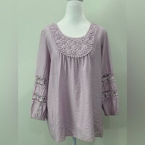 Krazy Kat Lilac Lace Accent Blouse Size S